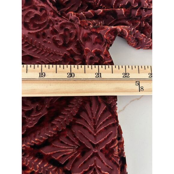 Coldwater Creek Tunic Velvet Burnout Shirt Burgundy Multi Whimsy Floral - Picture 8 of 9